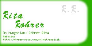 rita rohrer business card